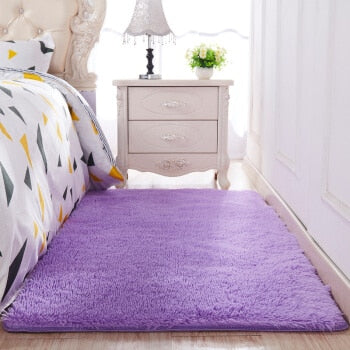 Thickened washed silk hair non-slip carpet living room coffee table blanket Bedroom bedside mat yoga rugs solid color plush