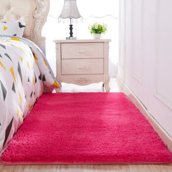 Thickened washed silk hair non-slip carpet living room coffee table blanket Bedroom bedside mat yoga rugs solid color plush