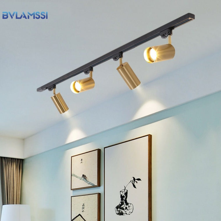 Modern Golden Ceiling Lights Wrought Aluminium LED Ceiling Lamps Rail Track Lamps For Living Room Kitchen Home Lighting Fixtures