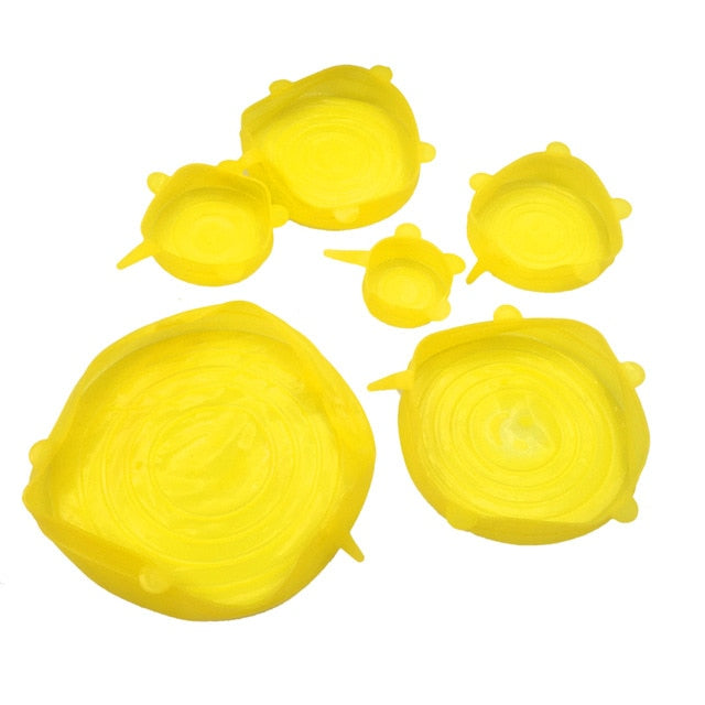6pcs Reusable silicon stretch lids universal lid Silicone food wrap bowl pot lid silicone cover pan cooking Kitchen Stoppers