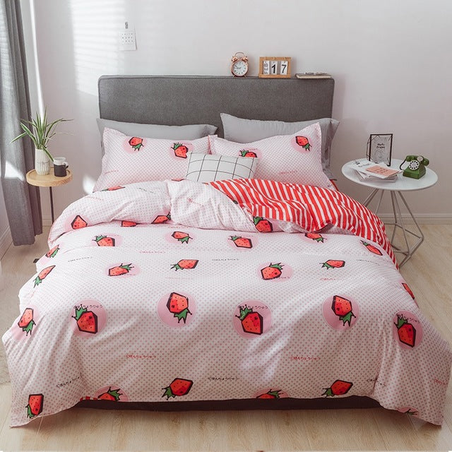 Solstice Home Textile Black Lattice Duvet Cover Pillowcase Bed Sheet Simple Boy Girls Bedding Sets 3/4Pcs Single Double Bedlinen