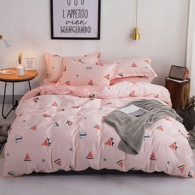 Solstice Home Textile Black Lattice Duvet Cover Pillowcase Bed Sheet Simple Boy Girls Bedding Sets 3/4Pcs Single Double Bedlinen