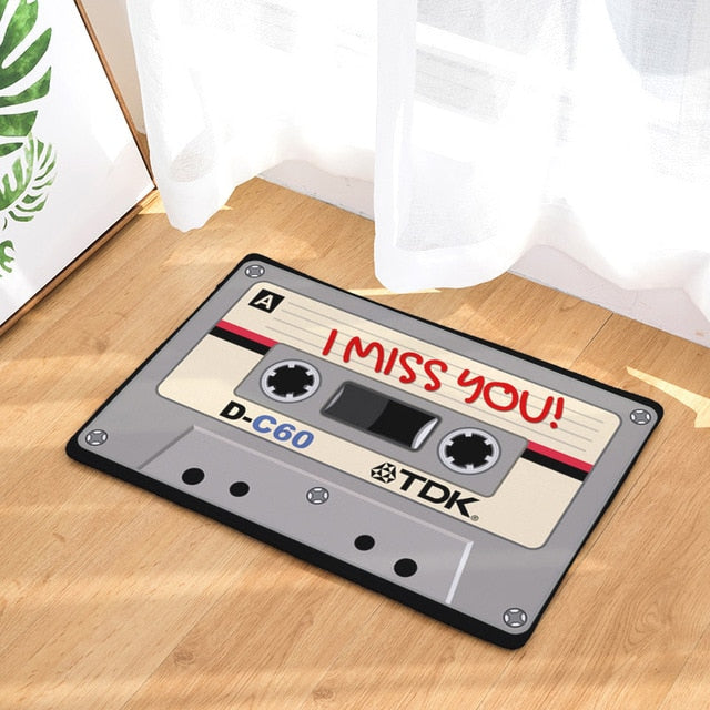 Vintage Entrance Anti-Slip Doormat Magnetic casset Tape Mix Tape Carpets Bedroom Rugs Decorative Stair Mats Home felpudo deurmat