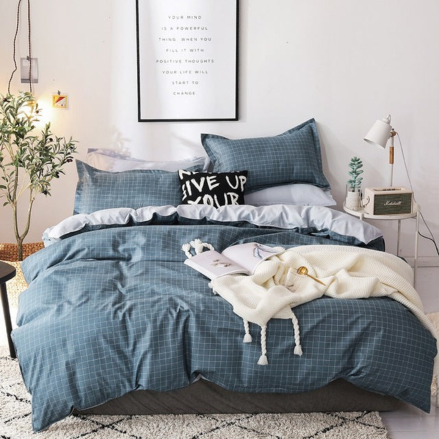 Solstice Cartoon Pink Flamingo Bedding Sets 3/4pcs Geometric Pattern Bed Linings Duvet Cover Bed Sheet Pillowcases Cover Set