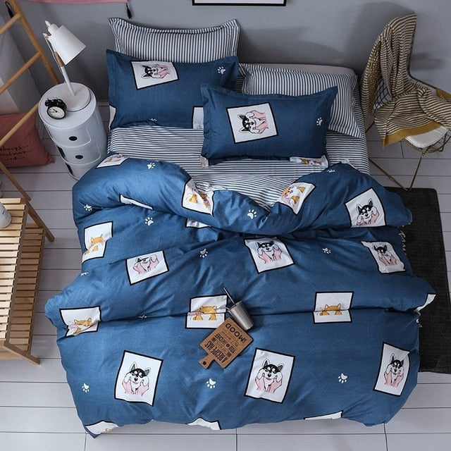 Solstice Home Textile Black Lattice Duvet Cover Pillowcase Bed Sheet Simple Boy Girls Bedding Sets 3/4Pcs Single Double Bedlinen