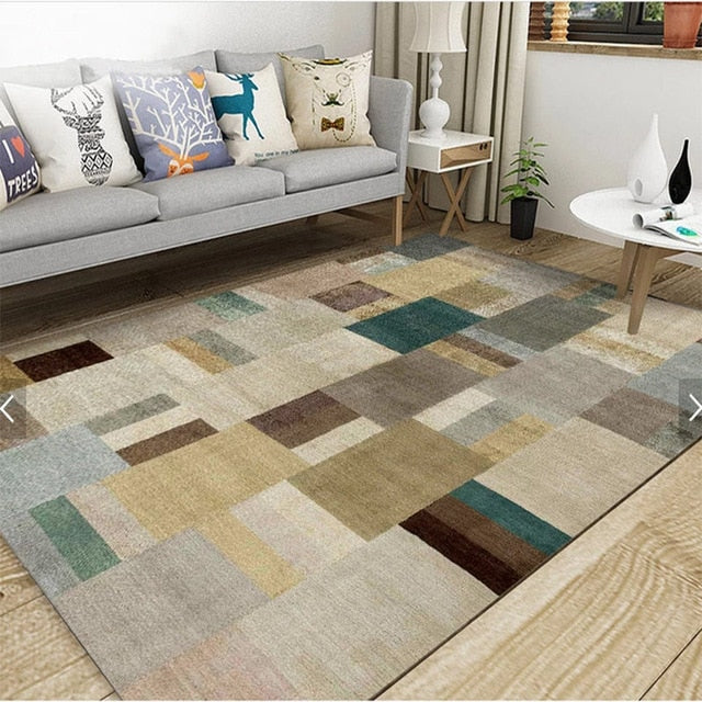 Nordic Geometric Carpets Living Room Bedroom Study Bedside Carpet Rectangle Modern Decor Rug Household Sofa Yoga 3D Blanket Mat