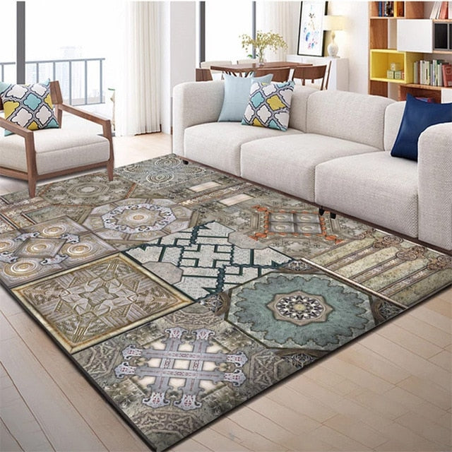 Nordic Geometric Carpets Living Room Bedroom Study Bedside Carpet Rectangle Modern Decor Rug Household Sofa Yoga 3D Blanket Mat
