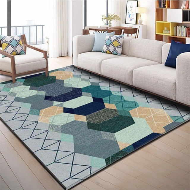 Nordic Geometric Carpets Living Room Bedroom Study Bedside Carpet Rectangle Modern Decor Rug Household Sofa Yoga 3D Blanket Mat