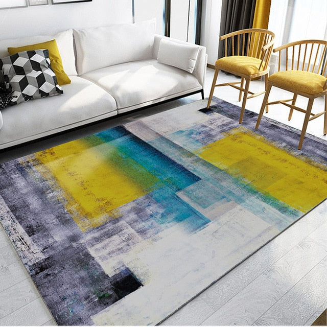 Nordic Geometric Carpets Living Room Bedroom Study Bedside Carpet Rectangle Modern Decor Rug Household Sofa Yoga 3D Blanket Mat