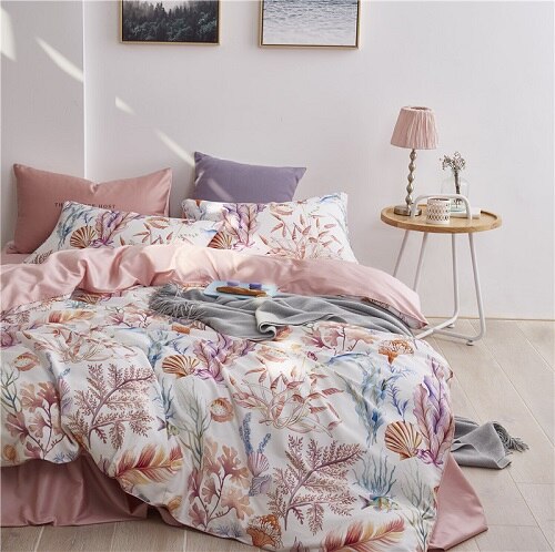 Egyptian Cotton Soft Duvet Cover Fitted/Bed sheet set Multi Color Flamingo Paisley Bedding Set Twin Queen King size 4Pieces