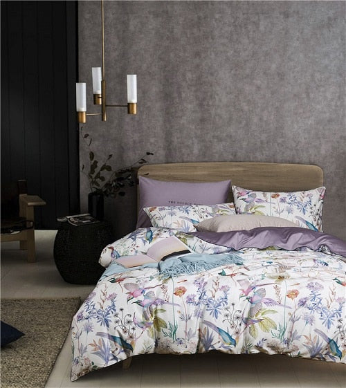 Egyptian Cotton Soft Duvet Cover Fitted/Bed sheet set Multi Color Flamingo Paisley Bedding Set Twin Queen King size 4Pieces