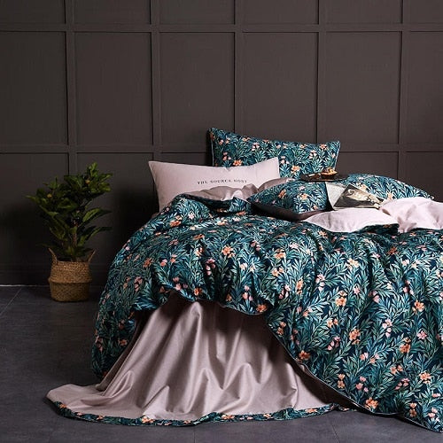 Egyptian Cotton Soft Duvet Cover Fitted/Bed sheet set Multi Color Flamingo Paisley Bedding Set Twin Queen King size 4Pieces