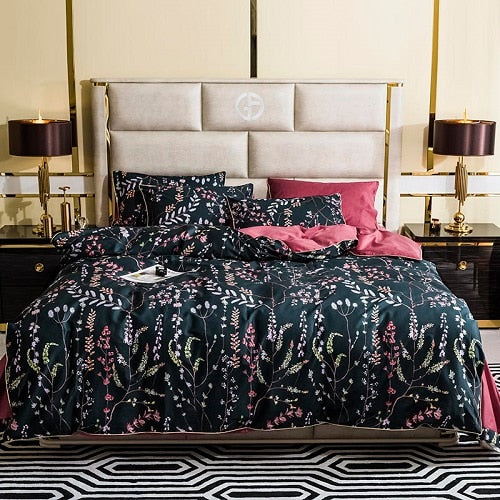Egyptian Cotton Soft Duvet Cover Fitted/Bed sheet set Multi Color Flamingo Paisley Bedding Set Twin Queen King size 4Pieces