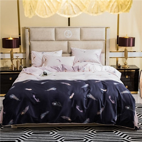 Egyptian Cotton Soft Duvet Cover Fitted/Bed sheet set Multi Color Flamingo Paisley Bedding Set Twin Queen King size 4Pieces