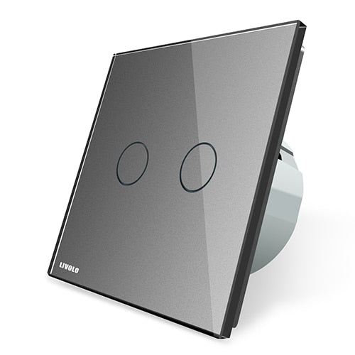 Livolo 2 Gang 1 Way Wall Light Touch Switch,Wall home switch,Crystal Glass Switch Panel, EU Standard,  220-250V,C702-1/2/3/5