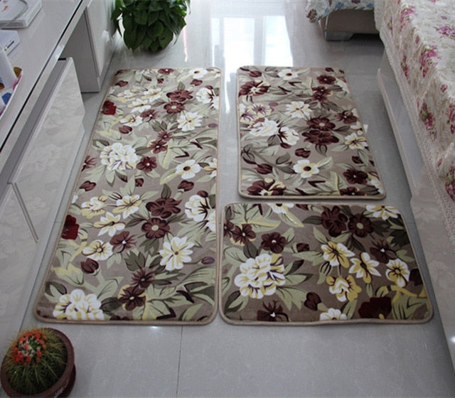 Soft Bath Mat Set Water Absorption Bathroom Carpet Rug Bathroom Mat Home Living Room Kitchen Door Floor Mat for Toilet Non-slip