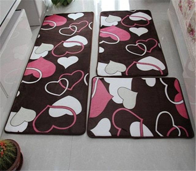 Soft Bath Mat Set Water Absorption Bathroom Carpet Rug Bathroom Mat Home Living Room Kitchen Door Floor Mat for Toilet Non-slip