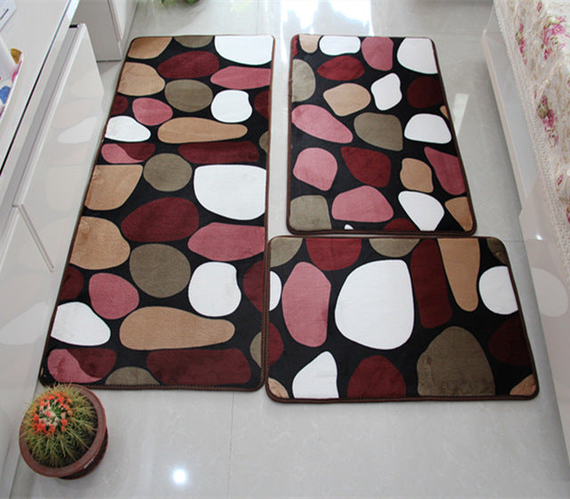Soft Bath Mat Set Water Absorption Bathroom Carpet Rug Bathroom Mat Home Living Room Kitchen Door Floor Mat for Toilet Non-slip