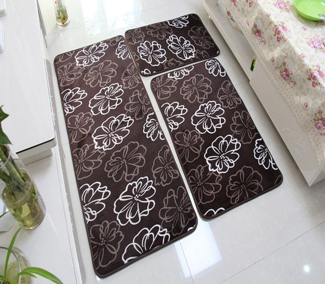 Soft Bath Mat Set Water Absorption Bathroom Carpet Rug Bathroom Mat Home Living Room Kitchen Door Floor Mat for Toilet Non-slip