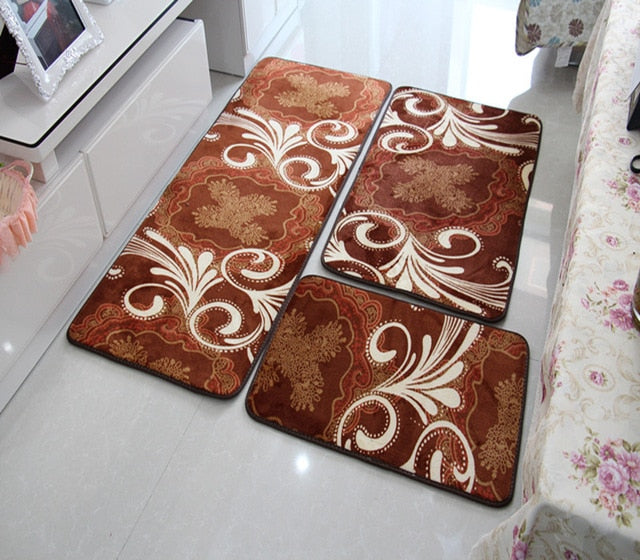 Soft Bath Mat Set Water Absorption Bathroom Carpet Rug Bathroom Mat Home Living Room Kitchen Door Floor Mat for Toilet Non-slip