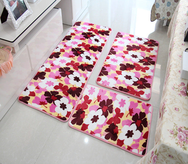 Soft Bath Mat Set Water Absorption Bathroom Carpet Rug Bathroom Mat Home Living Room Kitchen Door Floor Mat for Toilet Non-slip