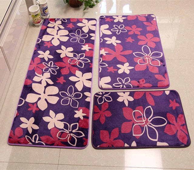 Soft Bath Mat Set Water Absorption Bathroom Carpet Rug Bathroom Mat Home Living Room Kitchen Door Floor Mat for Toilet Non-slip